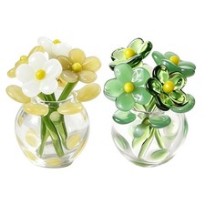Mini Glass Flowers Artificial Bouquet with Vase Flower Bouquet Gift picture
