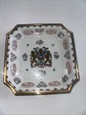 Vintage Edme Samson Porcelain Armorial Heraldic Square Plate Andrea By Sadek picture