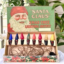 Antique 1928 NOMA Santa Claus Christmas Tree Lights Original Box Tested Working picture
