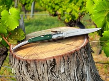 3.34” Spanish Navaja Serrana Ratchet Folding Knife Green Wood Scales From Spain picture