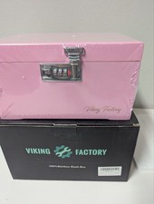 Viking Factory Large Bamboo Box with Combination Lock, Home Decorative Box pink picture