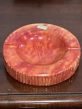 Vintage Romano Bianchi Style Red Alabaster Ashtray Hand Carved Italy MCM 1970s picture
