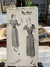 Vintage 1940’s 50’s New York gold seal Dress Pattern w great collar 18-36 picture
