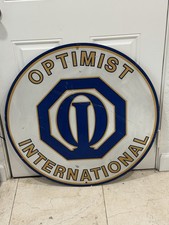 Vintage OPTIMIST INTERNATIONAL Metal Sign Original Rare 30” Round picture