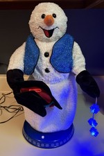 Gemmy Spinning Snowflake Snowman Blue Vest Snow Miser READ picture