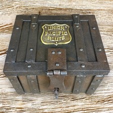 Union Pacific Route Iron Strong Box Chest With Antique Vintage Finish picture