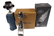 Combo of Alessi Mendini Corkscrew & Godinger Coaster/Chrysler Bld Stopper/Opener picture