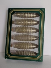 Kurt Adler Vintage Christmas Traditional Glass Ornaments 6 Teardrop Gold Glitter picture