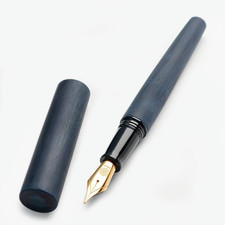 WANCHER Sekai Ai Fountain Pen Aizome Indigo Natural Olive Wood 6 Jowo B Nib New picture