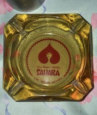 VTG 1960s Del Webb's Sahara Hotel & Casino Amber Glass Ashtray Las Vegas Nevada picture