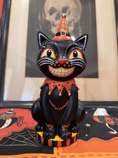 Adorable Vintage Retro Style Halloween Black Cat Figurine picture