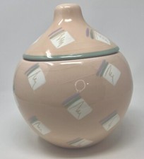 Vintage Vohann of California 10” pastel ceramic 1980s hand painted Lidded Jar picture
