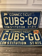 Chicago Cubs Go Vintage Connecticut License Plates Matched Pair Set Tag picture