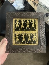 Vintage Bronze Lost Wax Casting Dancing Figures Mounted in Frame African Indian picture