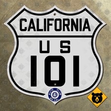 California ACSC US Route 101 highway road sign auto club AAA Los Angeles 12x11 picture