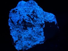 KB: FANTASTIC HYDROZINCITE FL. BLUE SW WITH CALCITE & SPHALERITE FROM CANADA picture