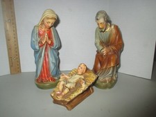 Germany Antique 1920-40s Nativity Jesus Mary Joseph Chalkware 12