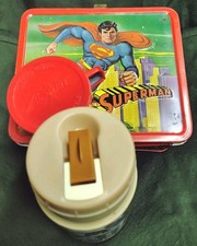 Superman 1978 Aladdin Industries Vintage Metal Lunch Box & Matching Thermos Set picture