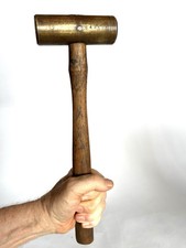 MACHINIST OfCe TOOL LATHE MILL Vintage Brass Head Soft Blow Hammer Mallet picture