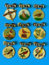 Complete Set of 9 Vintage Iowa Lions Club Convention Trading Pins 1984 - 1992 picture
