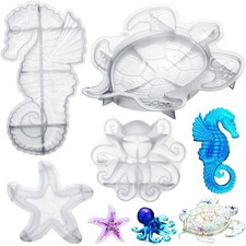 Qinyoung 4 Pcs Ocean Theme Resin Molds 3D Silicone Epoxy Resin picture