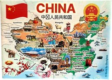 China Graphic Map and Attractions Souvenir Fridge Magnet 2.5