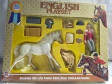 Vintage 1987 Blue Ribbon English Arabian Horse & Rider & tack playset picture