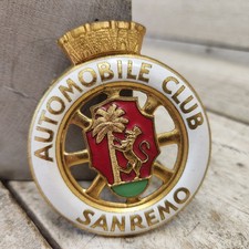 Vintage Automobile Club Sanremo Italy ACI Enamel Auto Grille Badge Plaque picture