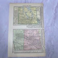 Map of Manitoba, Alberta, Saskatchewan Canada Double Sided 1910 Print V14-7 picture