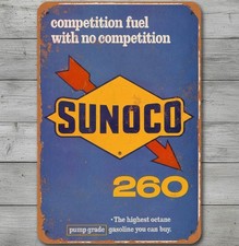 Sunoco 260 Gasoline 8 x 12 Novelty Metal Sign Shrink-Wrapped Made In USA New picture
