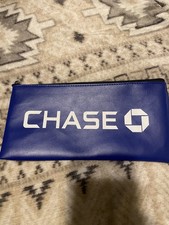 VINTAGE CHASE BANK CASH BLUE BAG w/BANK LOGO & ZIPPER picture