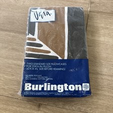 Vintage 70's Vera Neumann Burlington Two Standard  SIZE Pillowcases Brown Black picture