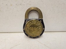 Antique 1904 Worlds Fair St Louis Eagle Lock Co Push Key Pancake Padlock picture