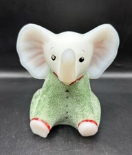Fenton PJ Babies Sitting Baby Elephant Hand Painted Green Sugared Signed picture