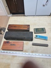 Vintage  Sharpening Stone Lot Oilstone  Honing,Wood Boxes  Smith Norton + picture
