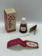 Vintage Revlon Red Caviar Nail Polish 1/2 Oz Bottle w/ Box Inserts 1950s 1950s picture