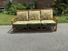 Heywood Wakefield 3 Piece Settee Manhattan Skyscraper FABRIC ATOMIC AGE MCM RARE picture