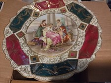 Antique Prov Saxe Plate ES Germany Maiden's Cherub in a Neoclassical. A.Kaufmann picture