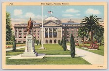 State Capitol Building Exterior View Statue Phoenix Arizona AZ Postcard picture