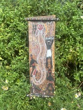 Vintage Rainbow Serpent Motif  Australian Aboriginal Bark Painting Signed picture