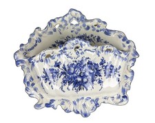 Bassano Italian Ceramic Wall Pocket Rigattieri Venice Blue White Vintage picture