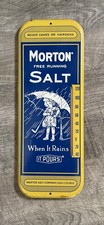 Vtg Morton Free Running Salt Metal Advertising Thermometer Sign 16