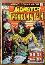 FRANKENSTEIN MONSTER 2 MIKE PLOOG COVER 1ST APP FRANKENSTEIN’S BRIDE MARVEL 1973 picture