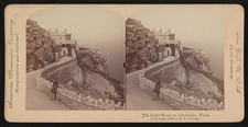Photo:Llandudno Wales 1900s Lighthouse Cliff Path Stereoview Print picture