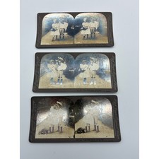 1899 Ingersoll View Co Stereoview Cards Set 338 339 340 Victorian Children Kiss picture