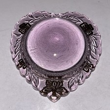 Vintage Victorian Goofus Glass Paperweight/Magnifying Glass Purple Heart picture
