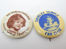 8F Pair VTG Shirley Temple Fan Club & Doll Pinback Buttons picture