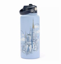 NEW 2026 DISNEY WORLD CINDERELLA CASTLE JUMBO 1 LITER WATER BOTTLE IN BLUE picture