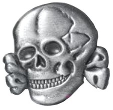 Skull and Cross Bones pin, 1.25 inch hat/lapel pin, Antique Silver over Zinc picture
