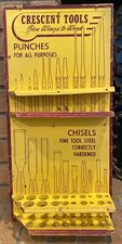 Vintage Crescent Tools Give Wings to Work Advertising Disp. Board Chisel Punches picture